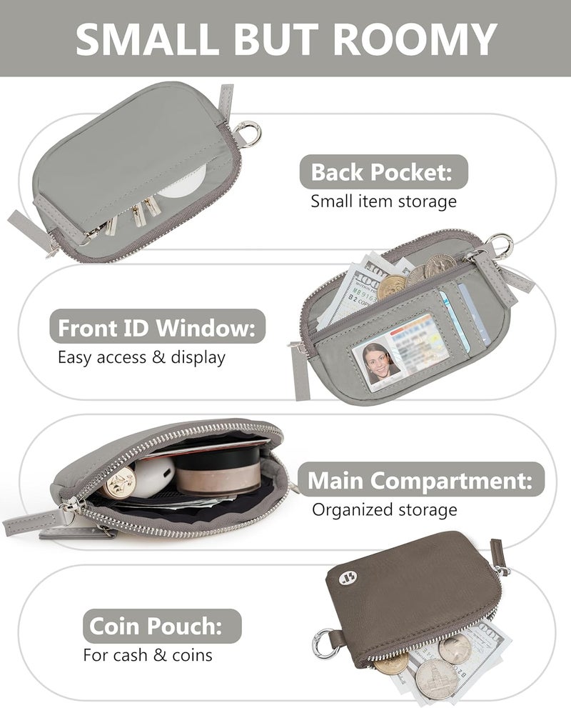 Sunpour Store Nylon Wallet Wristlet for Women,RFID Wallet Keychain Women,Small Wallets Woman with Wristlet,Coin Purse & Wrist Strap for Travel (Light＆Dark Grey) - Image 3